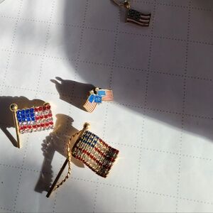 Patriotic Flag Brooch and Pin Set